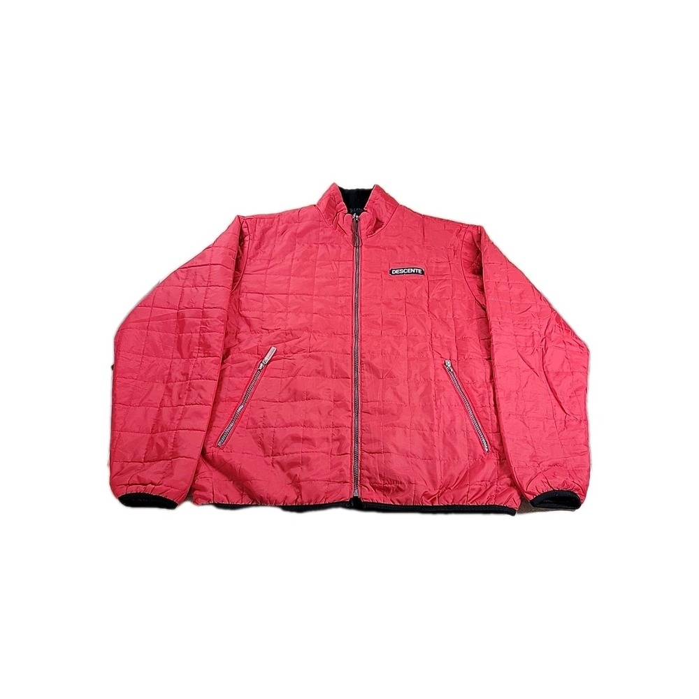 Descente Quilted Puffer Full Zip Jacket Mens Medium‎ Red Black Skiing